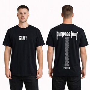 Justin Bieber Staff Purpose Tour Black Concert T-Shirt